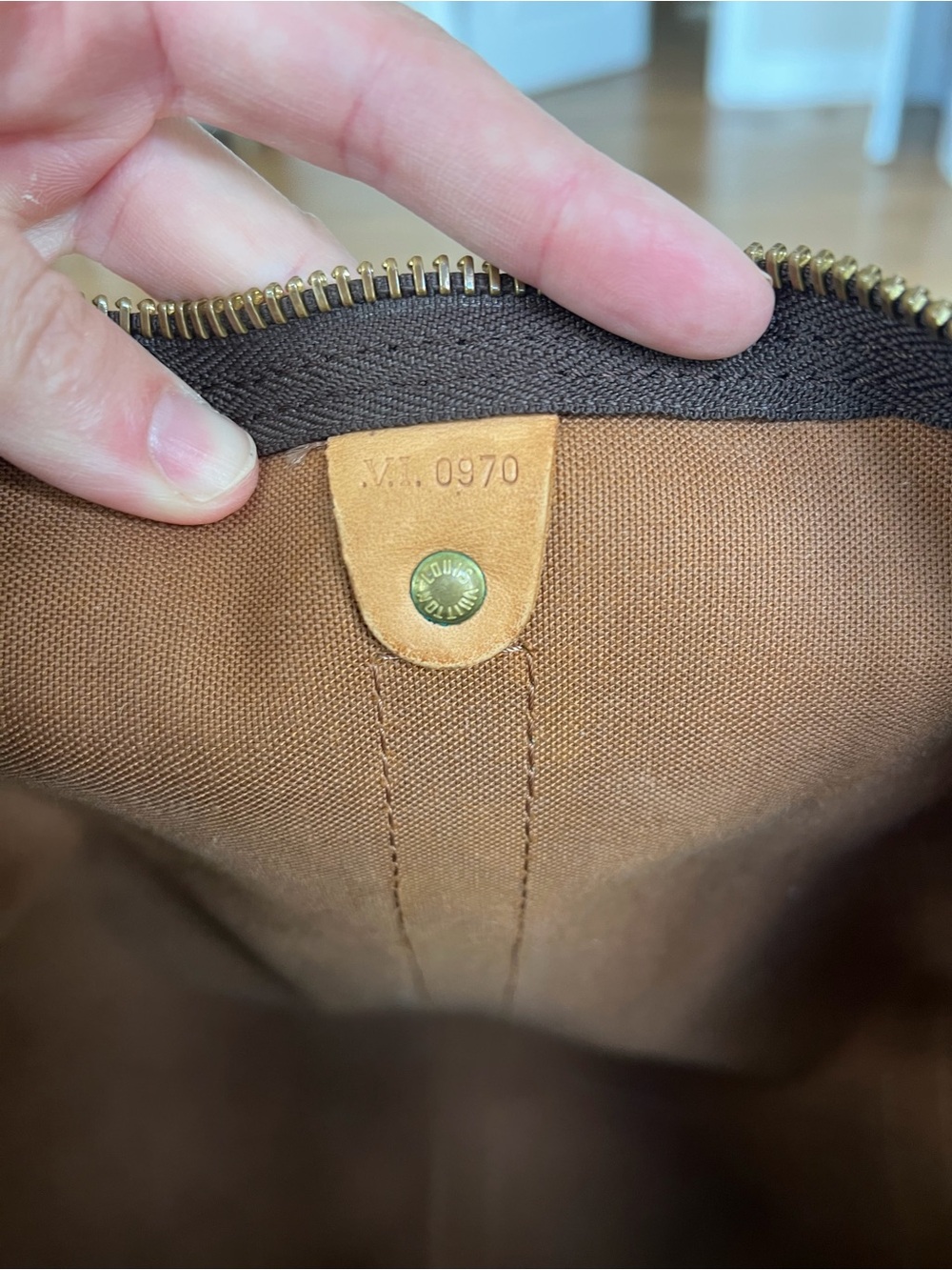 Louis Vuitton Brown Monogram Travel Duffel with Tan Leather Trim - Picture 7 of 7